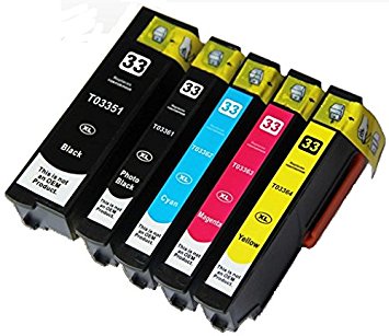 Epson 33 XL Multipack of 5 (T3351 & T3361/2/3/4) Ink Cartridges - Click Image to Close