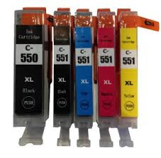Set of 5 x Canon PGI-550 & CLI-551 XL Ink Cartridge Compatibles